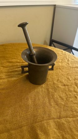 Vintage Heavy Brass Mortar and Pestle Pharmacy Herbs & Medicine Crusher