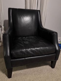 Jonathan Louis Dorsey Genuine Leather Accent Chair – Black