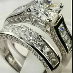 ❤Womens Wedding Engagement Ring Set Princess White Cz 925 Sterling Silver Sz 5-10❤
