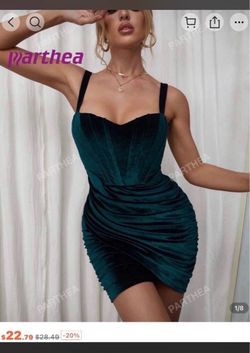 Parthea Green Velvet Corset Mini Dress