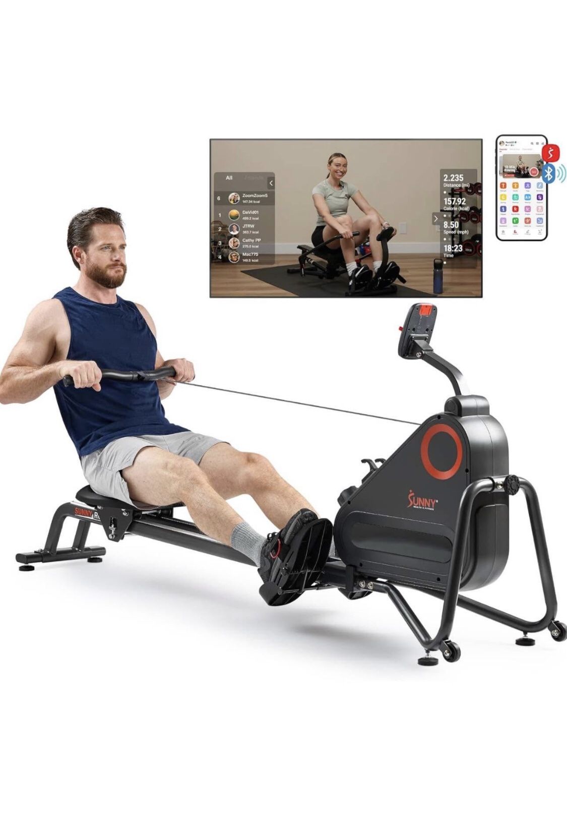 Sunny Health & Fitness Premium Smart Magnetic Rowing Machine