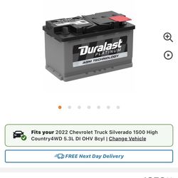 BRAND NEW DURALAST PLATINUM H7 AGM BATTERY
