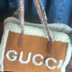 Gucci Tote Suede Fur 