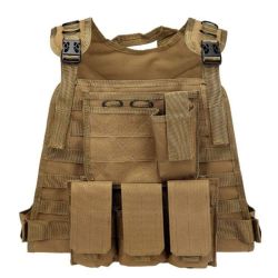 Desert Vest - Airsoft Lightweight Modular Molle System, Breathable Quick Release Vest, Adjustable Tactical Gear for Training, Mag Panel, shoulder quic