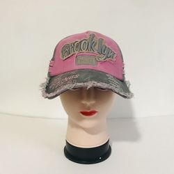 Brooklyn New York Vintage Distressed Hat Baseball Cap Pink