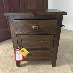 “Brand New” ALL WOOD NIGHTSTAND WITH CHARGING PORTS!!!