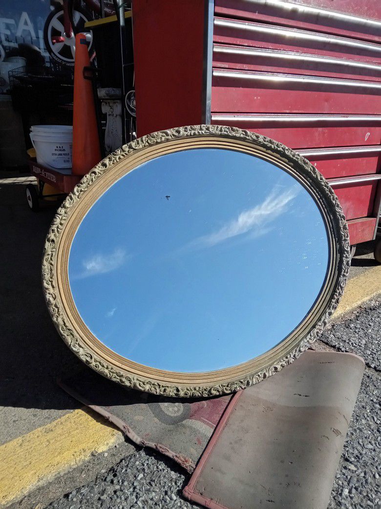 Vintage Oval Mirror In Great Condition 31" 1/2 W X  25" 1/2 H X 1" 1/4 D
