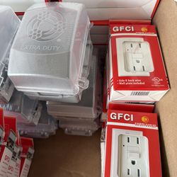 GFCI outlets and extra duty weatherproof outdoor covers.