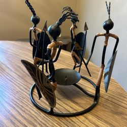African Tribal candle holder - black metal - measurements in photos 