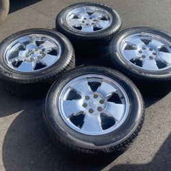 Rare Classic 20” Chrome Chevy 6 lug rims & Tires like new tread ~ For Silverado Sierra tahoe Yukon suburban 1500 Denali avalanche and others