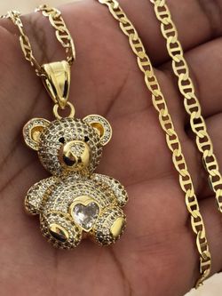 Cute Clear Pendant With 20 Inch Gold Filled Mariner Necklace