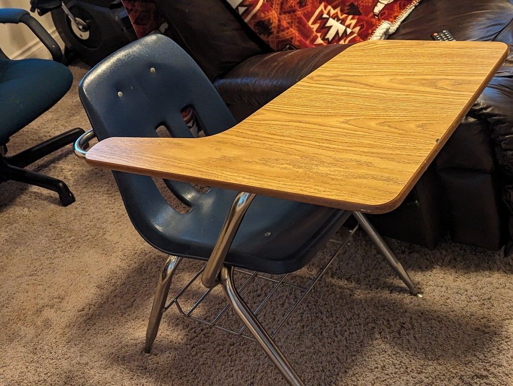 Kids School Desk With Attached Chair