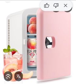 PERSONAL CHILLER 4L Mini Fridge, Portable Skincare Mini Fridge, Low Noise Small Refrigerator for Beauty Products, Beverage, Home, Bedroom, Pink-White