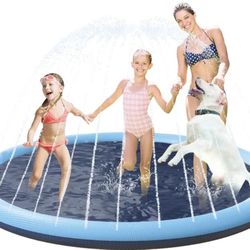 
75" Non-Slip Splash Pad for Kids and Dog, Thicken Splash Pads for Toddlers Kids Sprinklers for Outside，Kids Pool Summer Outdoor Water Toys for Backya