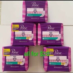 Women's Poise Incontinence Pads , 3 Drop, Light Absorbency, Regular, 30Ct