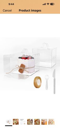 23pcs  Transparent Bakery Boxes With Ribbon,Knives and Forks, Clear Cake Box, Plastic Cake Carrier with Lid and Handle Transparent Gift Favor Box Cupc