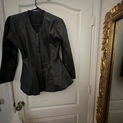 Ladies Black Leather Peplum Top