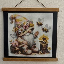 Diamond Art Wall Hanging Gnome With Flowers And Bees