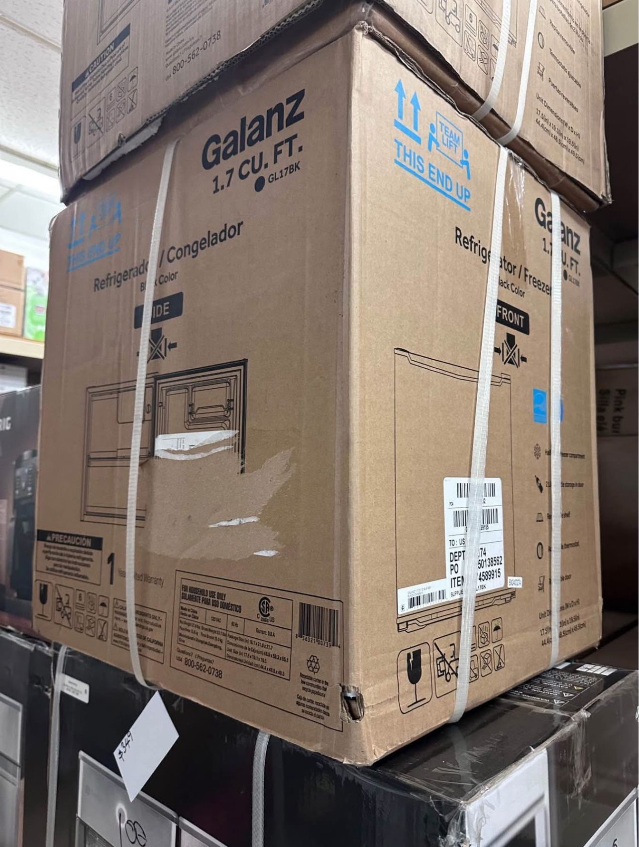 1.7 Cu ft Single Door Mini Fridge, Black, New in Box