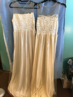 LADIES LONG DRESSES COLOR BEIGE,LARGE ,BITH $15.00