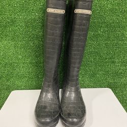 Henri Bendel Faux Alligator Black Rain boots Size 9