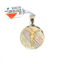 14kt Gold Tri Color Satin Jesus Pendant 4.00grams 153414 4