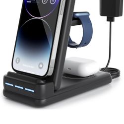 Wireless Charging Station for Apple - 3 in 1 Wireless Charging Station for iPhone15/14/13/12/Pro/Plus/11/XS/XR/X/8, Charger Stand Compatible with Appl