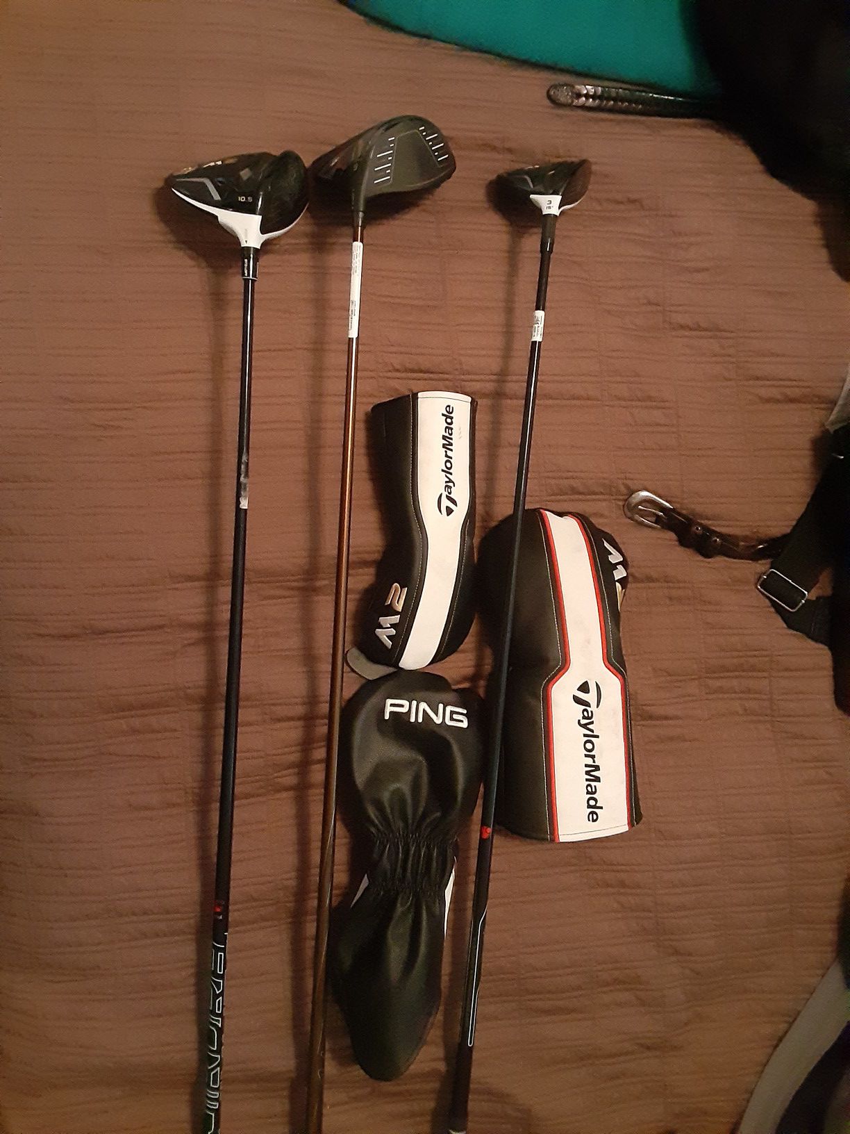 TaylorMade and Ping drivers and 3 wood