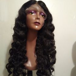 Human Hair Blend Lace Front Wig 