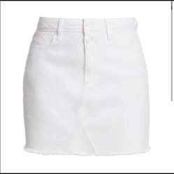 Women's Paige Aideen Double Button Fray Hem Denim Miniskirt, Size 26 - White