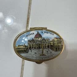 Beautiful gold, plated, oval relic, or communion box