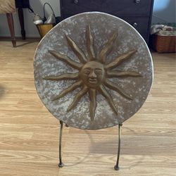 Ceramic Painted Sun Decor And Stand 