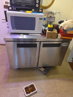 KoolMore 48" Stainless Steel 2 Door Worktop Commercial Freezer with 3 1/2 Backsplash - 12 cu.ft