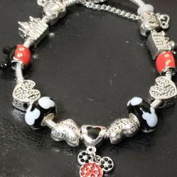 Mickey And Minnie Charm Bracelet. 