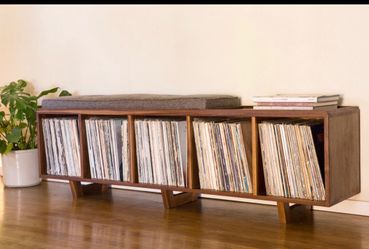 Mid century record bench