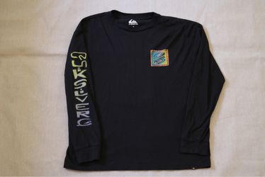 Quiksilver Boys Youth Size 16 Long Sleeve T-Shirt Black Graphic Logo Comfort Fit