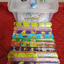 Pokemon Sticker and Snap On Bracelets lot of 424 W/Case
