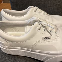 White Leather Platform Vans Size 6 Womans