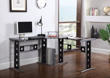 Keizer 3-Piece L-Shape Office Desk Set Black And Silver ONLY $250! Lowest Prices!