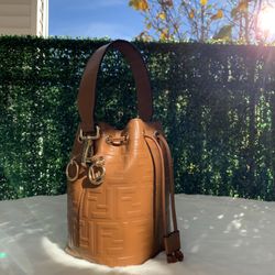FENDi Mon Tresor Mini Embossed FF Leather Bucket Bag (authentic)