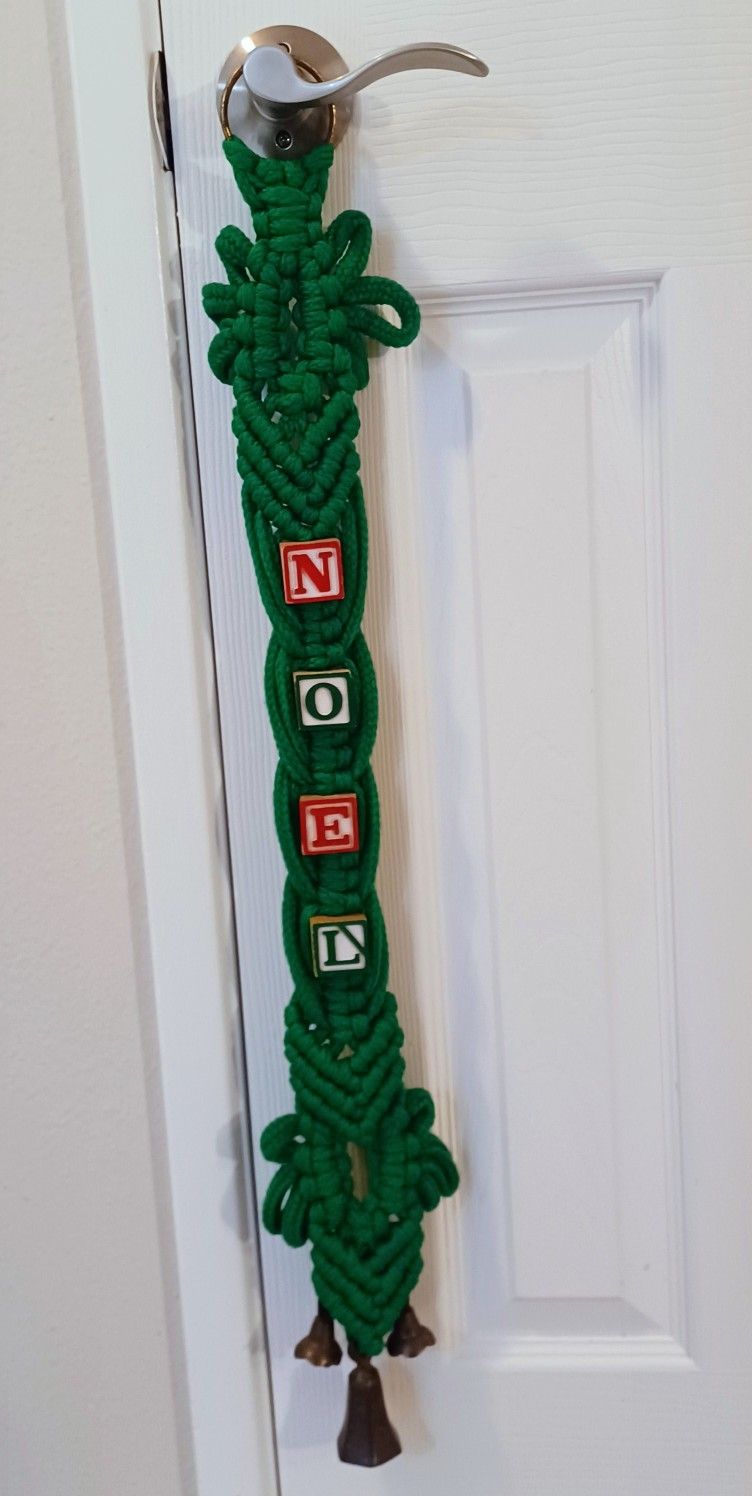 Vintage Macrame Holiday Door Hanger