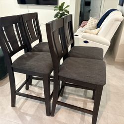 Dark Brown Solid Wood Counter Stools | Dining Table Chairs