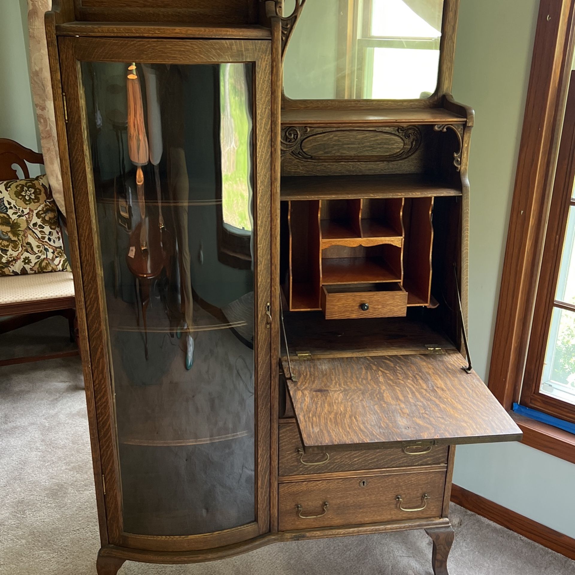 Victorian Oak secretary Bookcase 