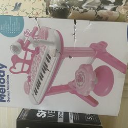 Girls Electric Keyboard, Mic And Chair