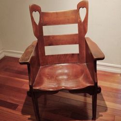 Vintage CT Cushman Colonial Carved Hearts Maple Dining Chairs Armchair Seat furniture