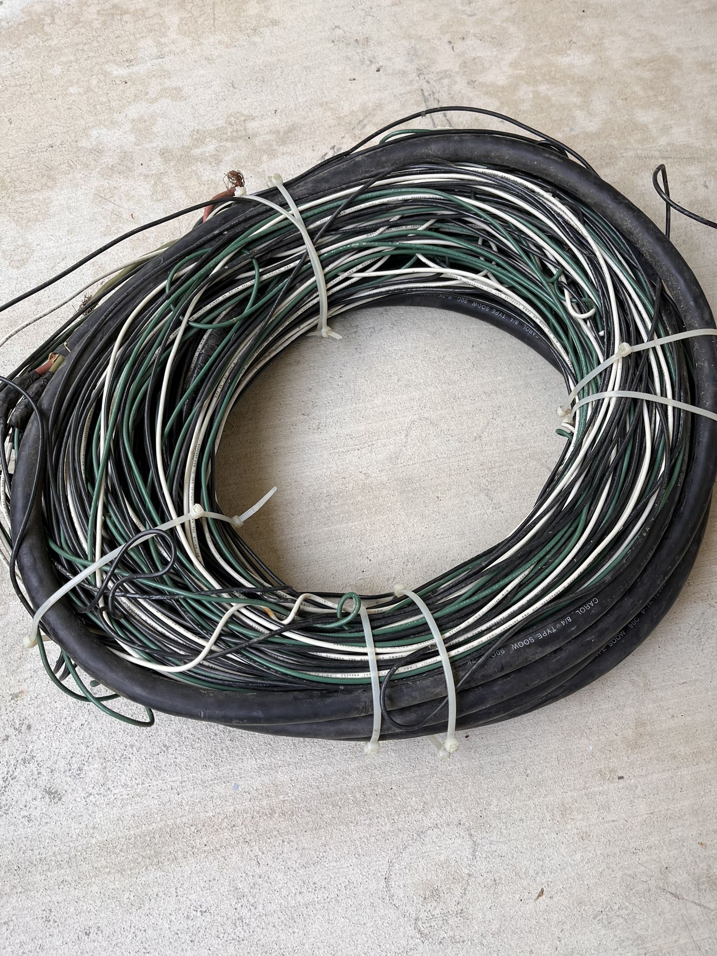 8/4 Wire For Temporary Power 37’ Ft Of 8/4 & Approx. 50’FT 12 Gage Hot, Neutral & Ground Wire