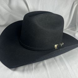 EL GENERAL Black 50x Cowboy Hat Size 7 3/8 Artesanal Made Hard Felt