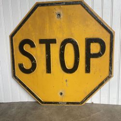 Vintage Yellow Stop Sign 
