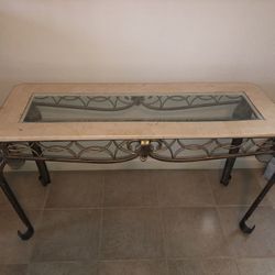 Fancy Vintage Glass Entry Table 