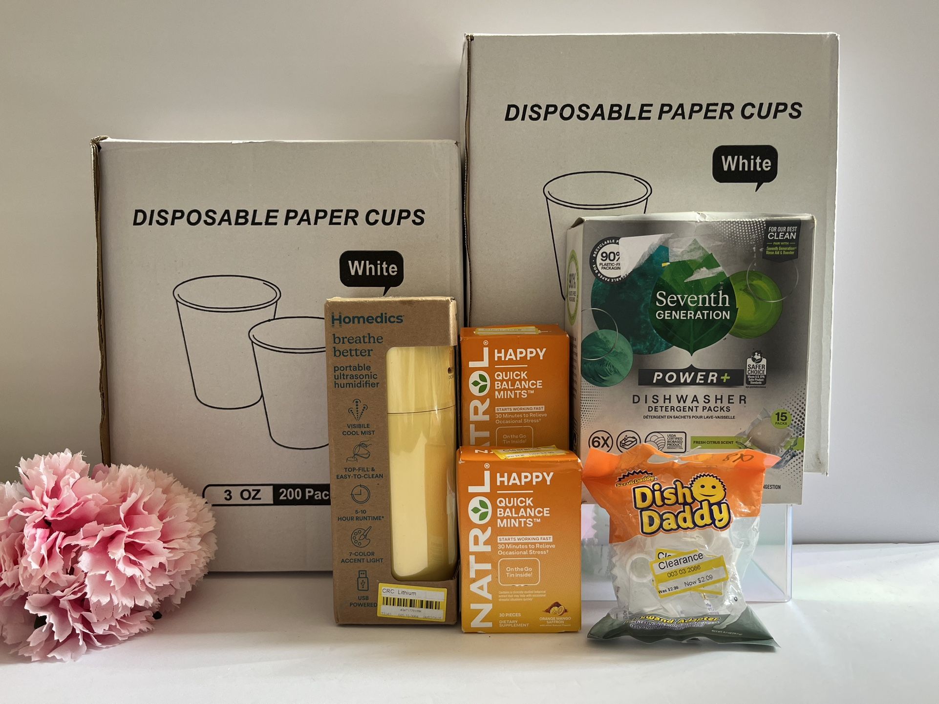 Home Essentials Bundle – Humidifier, Cups, Dishwasher Pods & More – NEW